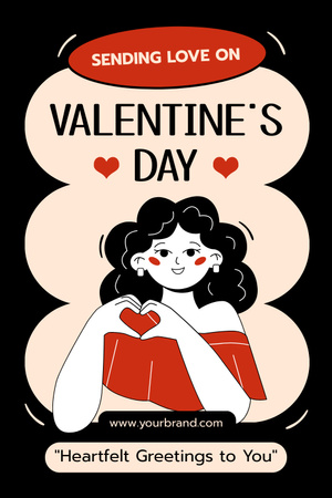 Designvorlage Ich sende dir meine Liebe zum Valentinstag für Pinterest