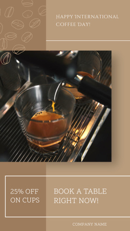 Designvorlage Happy International Coffee Day-Rabatte für Kaffeebestellungen für Instagram Story