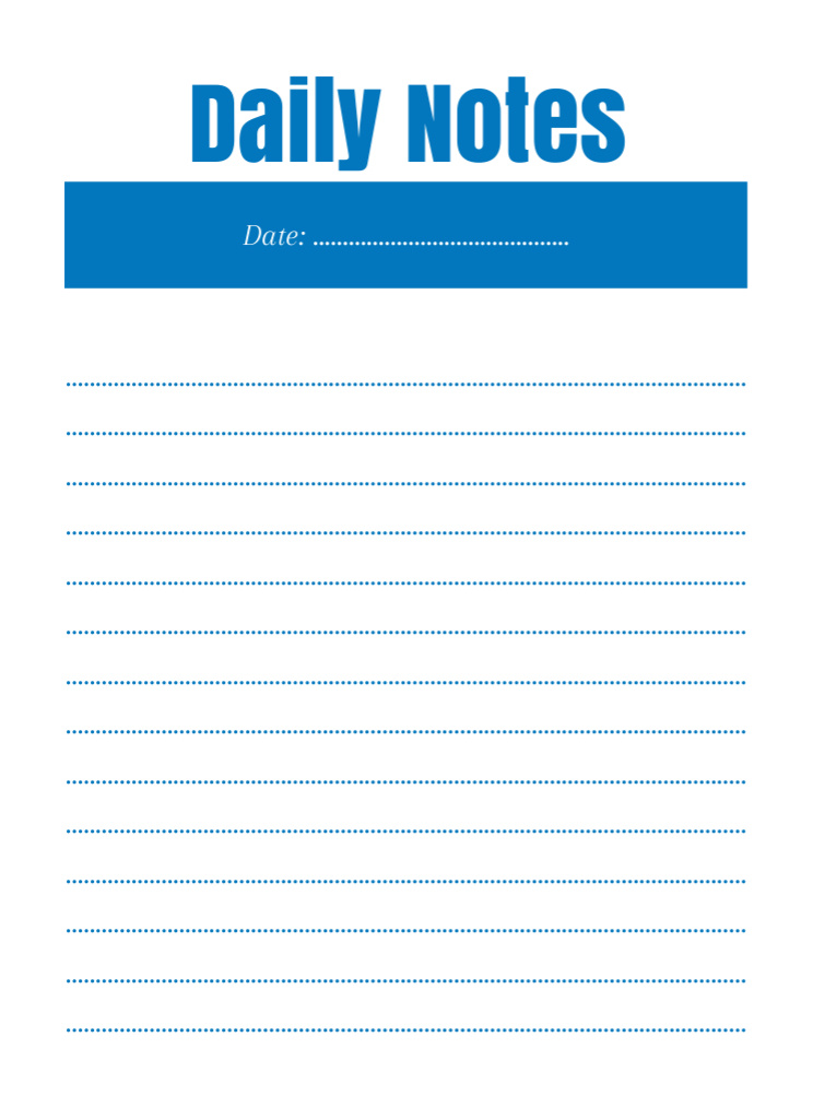 Simple Blue Daily Planner Notepad 4x5.5in Design Template