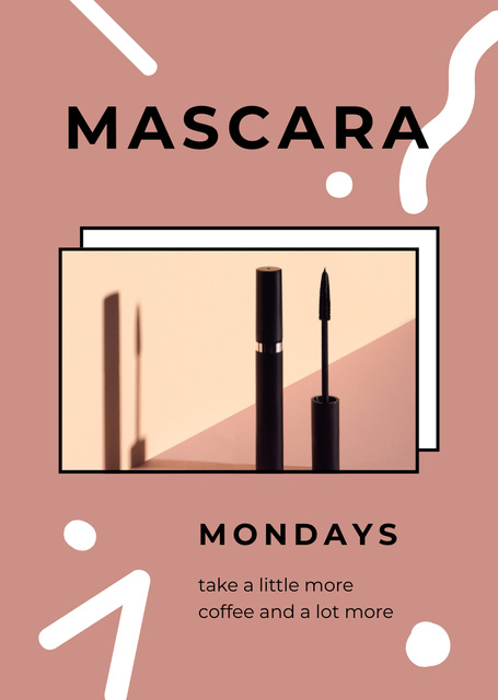 Modèle de visuel Black Mascara Tube With Quote In Pink - Postcard A6 Vertical