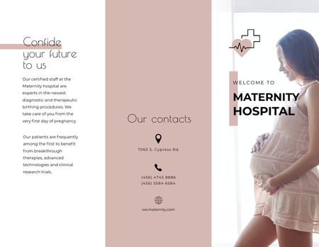 Maternity Hospital Offer with Happy Pregnant Woman Brochure 8.5x11in Design Template