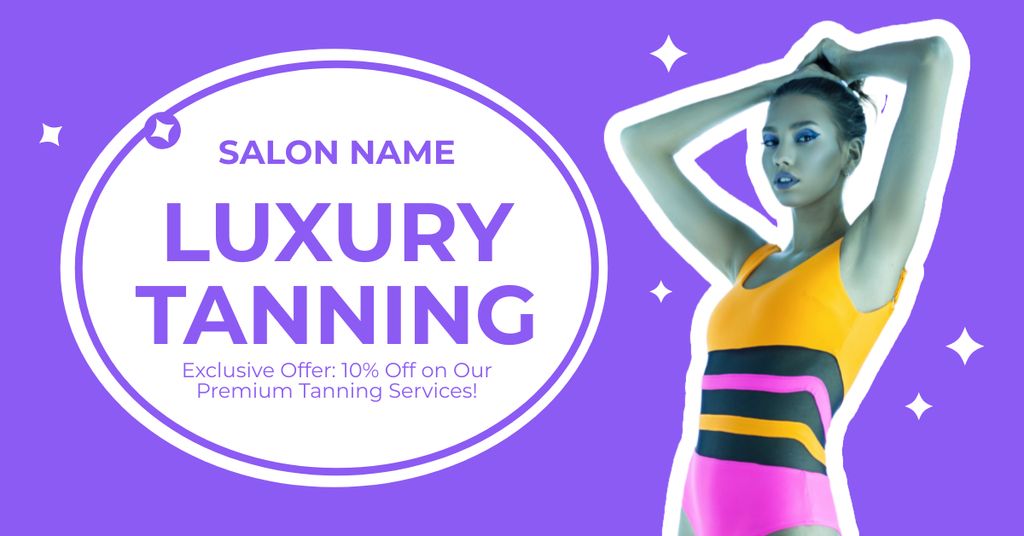 Plantilla de diseño de Exclusive Offer Discounts at Luxury Tanning Salon Facebook AD 