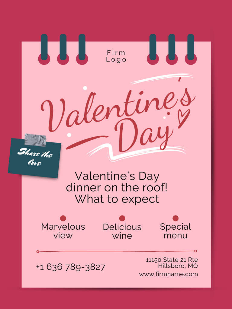 Valentine's Day Dinner Offer Poster US Πρότυπο σχεδίασης