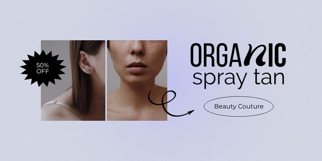 Ontwerpsjabloon van Twitter van Tanning Spray Ad