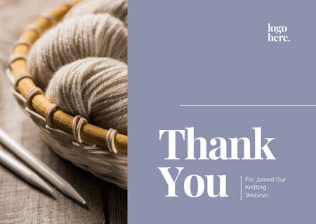 Thank You Message with Skeins of Thread for Knitting Card Design Template