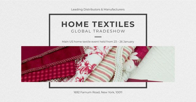 Ontwerpsjabloon van Facebook AD van Home Textiles Global Tradeshow with Patterned Fabric