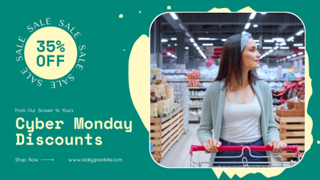 Woman on Cyber Monday Shopping Full HD video Design Template