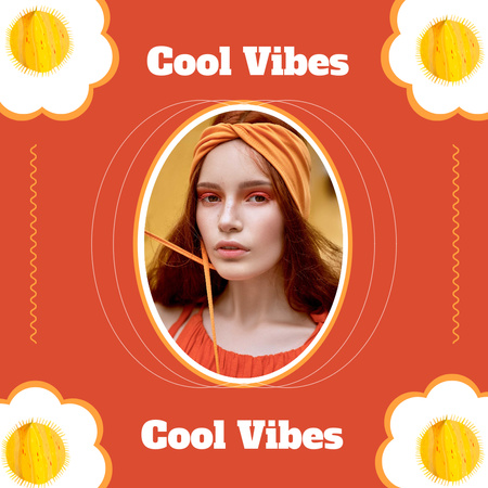 Portrait of Beautiful Young Girl in Orange Headscarf Instagram Design Template