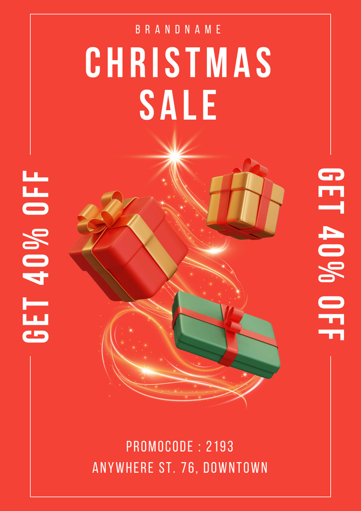Christmas Sale Ad with Beautiful Christmas Gifts Poster Πρότυπο σχεδίασης