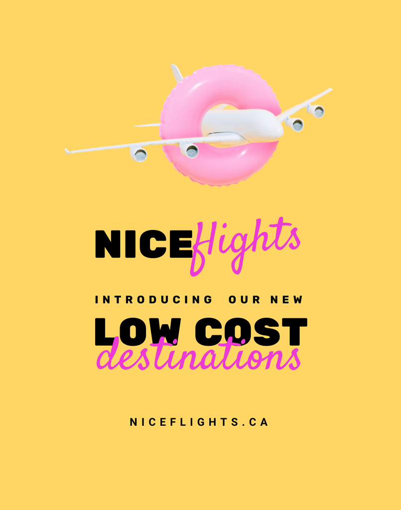Low Cost Flight Tickets Promo on Yellow Poster 22x28inデザインテンプレート