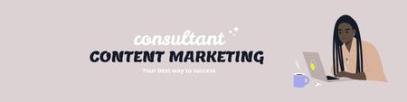 Ontwerpsjabloon van LinkedIn Cover van Work Profile of Content Marketing Consultant