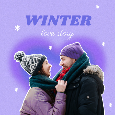 Ontwerpsjabloon van Instagram van winter inspiratie met schattig gelukkig paar