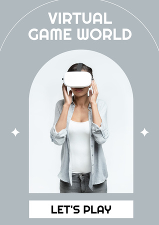 Woman in Virtual Reality Glasses Poster tervezősablon
