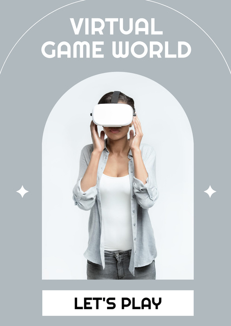 Woman in Virtual Game World Poster Šablona návrhu