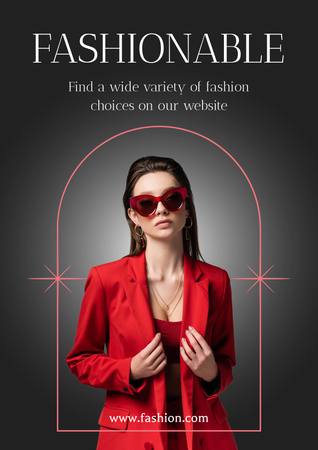 Designvorlage Fashion Collection Ad with Woman in Red für Poster