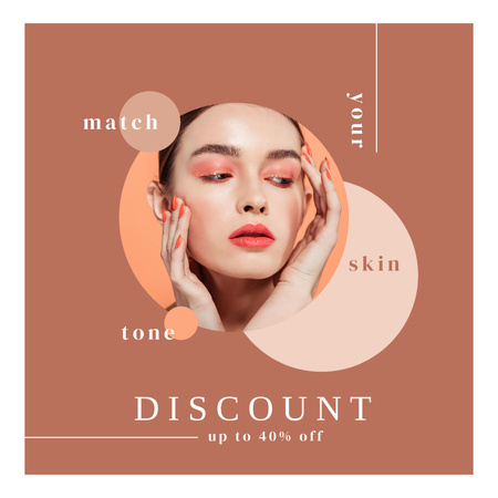 Platilla de diseño Beautiful Makeup Matching Skin tone With Discount Offer Instagram