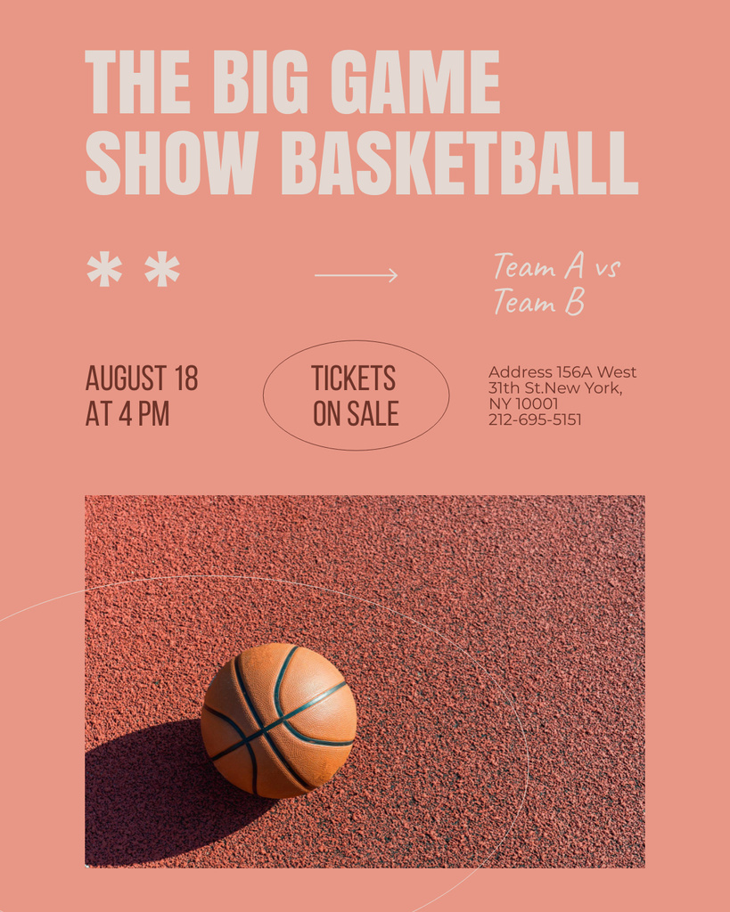 Dynamic Basketball Tournament Announcement Poster 16x20in Design Template