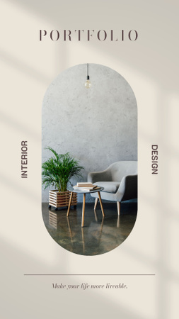Designvorlage Interior Design with Stylish Table and Armchair für Instagram Video Story
