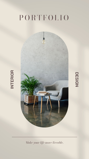 Interior Design with Stylish Table and Armchair Instagram Video Storyデザインテンプレート