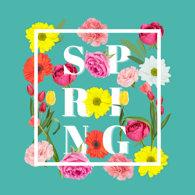 Greetings on Coming of Spring With Florals Instagram Modelo de Design