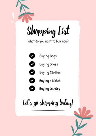 Platilla de diseño Shopping List with Flowers on Pink Schedule Planner