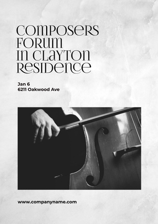 Composers Forum Ad with Cello Poster Design Template