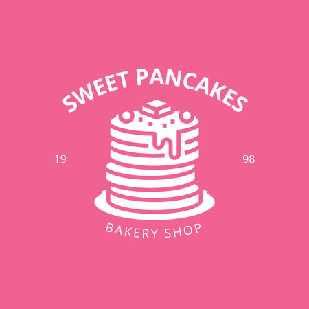 Delicious Pancakes on Plate with Berries in Pink Logo 1080x1080pxデザインテンプレート