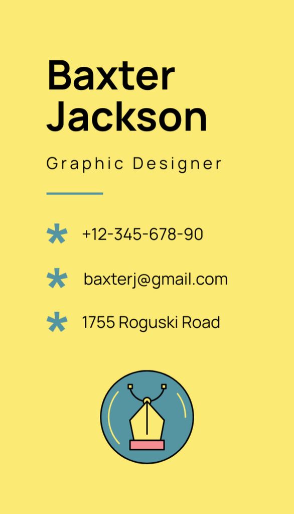 Template di design Graphic Designer Introductory with Contacts Business Card US Vertical