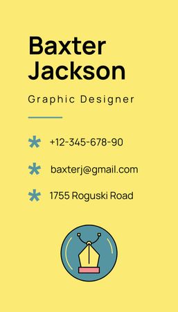 Graphic Designer Introductory with Contacts Business Card US Vertical Tasarım Şablonu