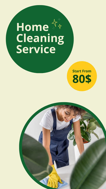 Efficient Home Cleaning Services Offer With Price List Instagram Video Story Design Template