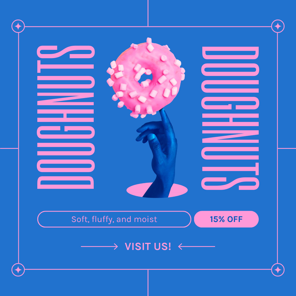 Doughnut Shop Promo with Creative Picture Instagram Design Template