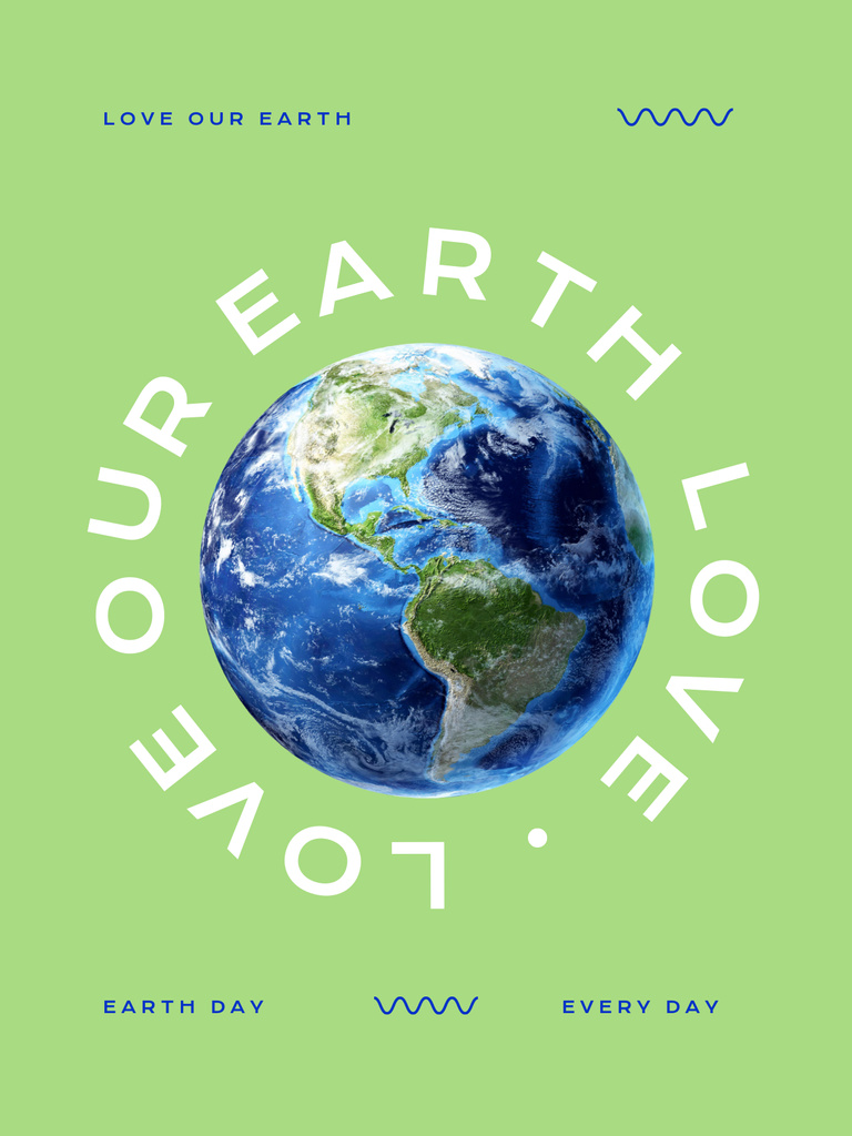 Earth Day Announcement with Planet on Green Poster US Design Template