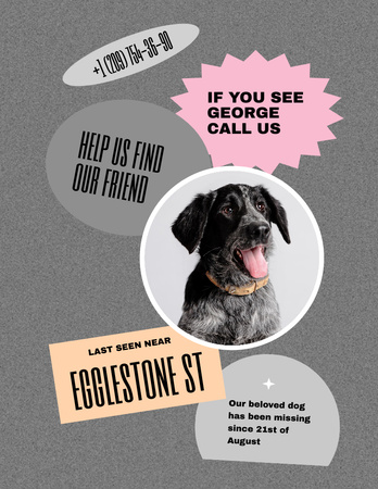 Promotion of Lovely Dog Loss Flyer 8.5x11in Design Template