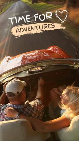 Travel Inspiration Couple in Convertible Car on Road TikTok Video Design Template