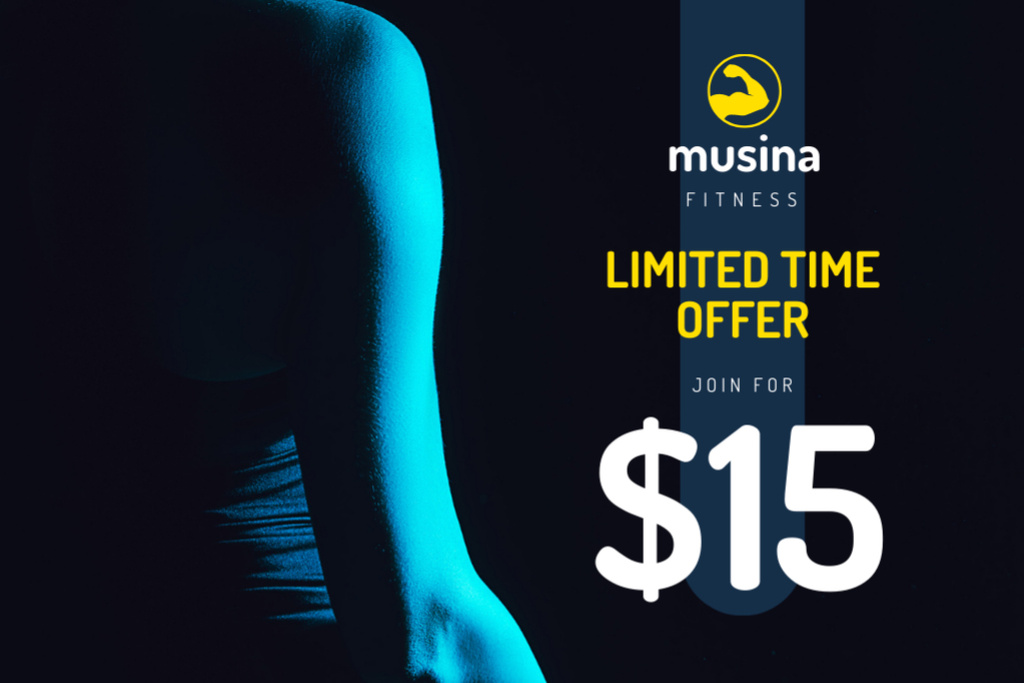 Gym Advertisement with Woman Silhouette Flyer 4x6in Horizontal Tasarım Şablonu