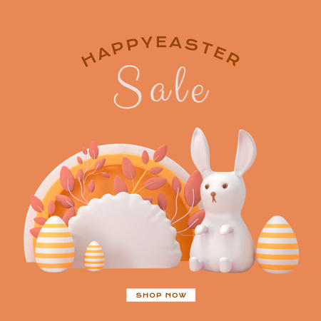 Oznámení o prodeji na Velikonoce s králíkem Instagram Šablona návrhu