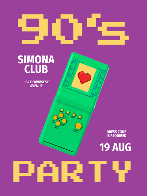 Colorful Party Announcement with Heart on Tetris Poster US Tasarım Şablonu