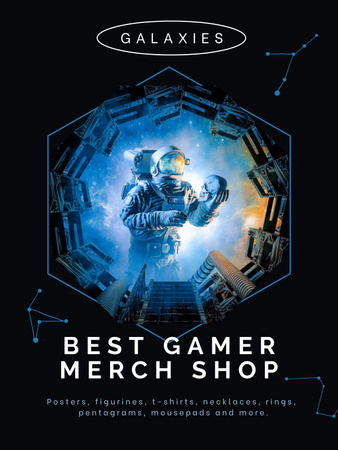 Ontwerpsjabloon van Poster US van Advertentie voor beste gamewinkel met Astronaut