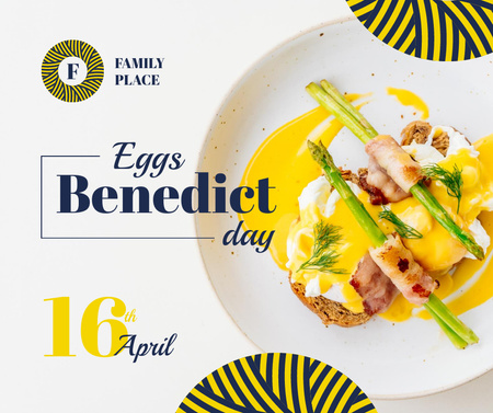 Eggs Benedict day celebration Facebook Design Template