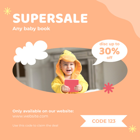 Designvorlage Promo-Code-Angebote für den Verkauf von Babybüchern für Instagram AD