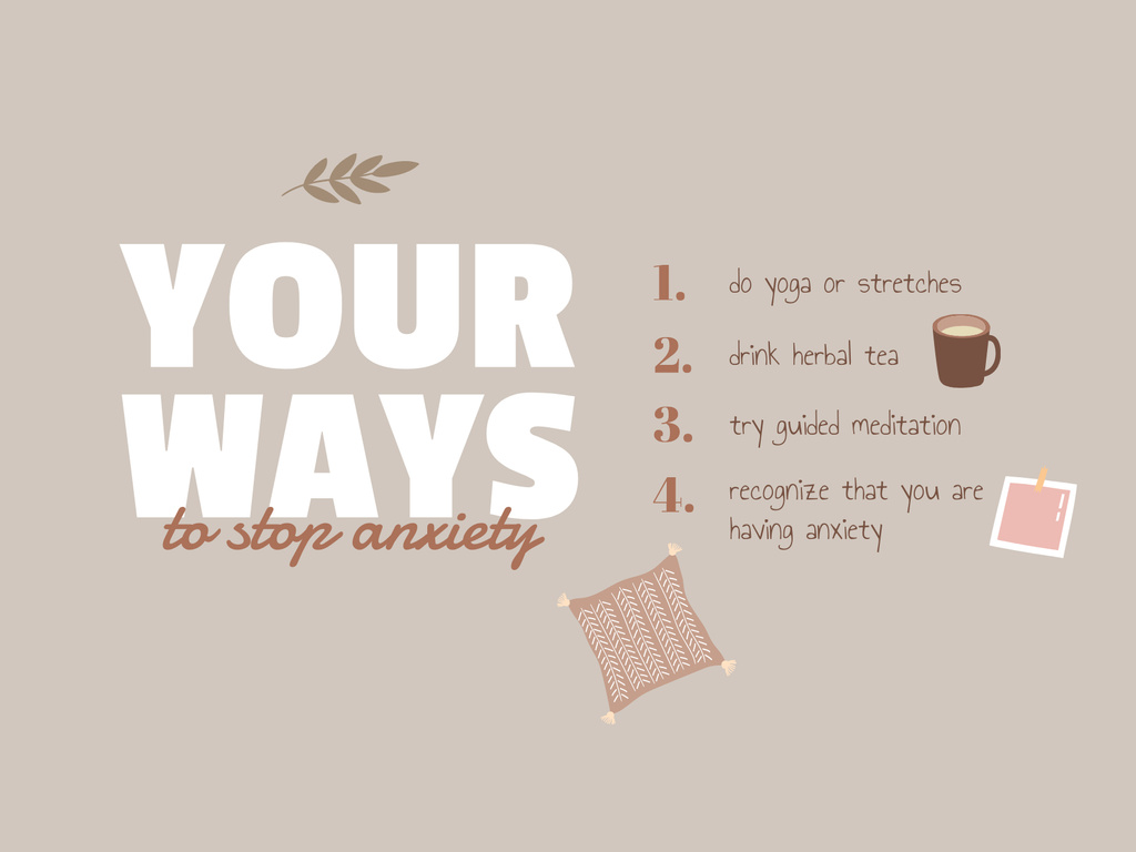 Ways to Stop Anxiety with Cute Illustration Poster 18x24in Horizontal Design Template