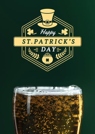 St.Patricks Day Greeting with Glass of Beer Flayer Design Template
