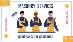 Masonry Services Ad Illustrated with Cute Cartoon