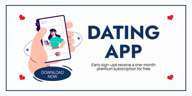Sign Up on Mobile Dating App Twitter Design Template