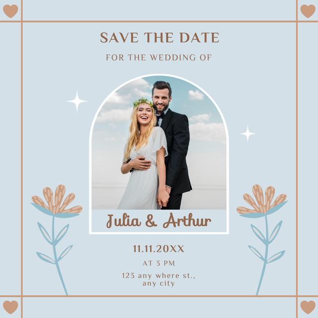 Wedding Announcement with Cute Flowers Instagram Πρότυπο σχεδίασης