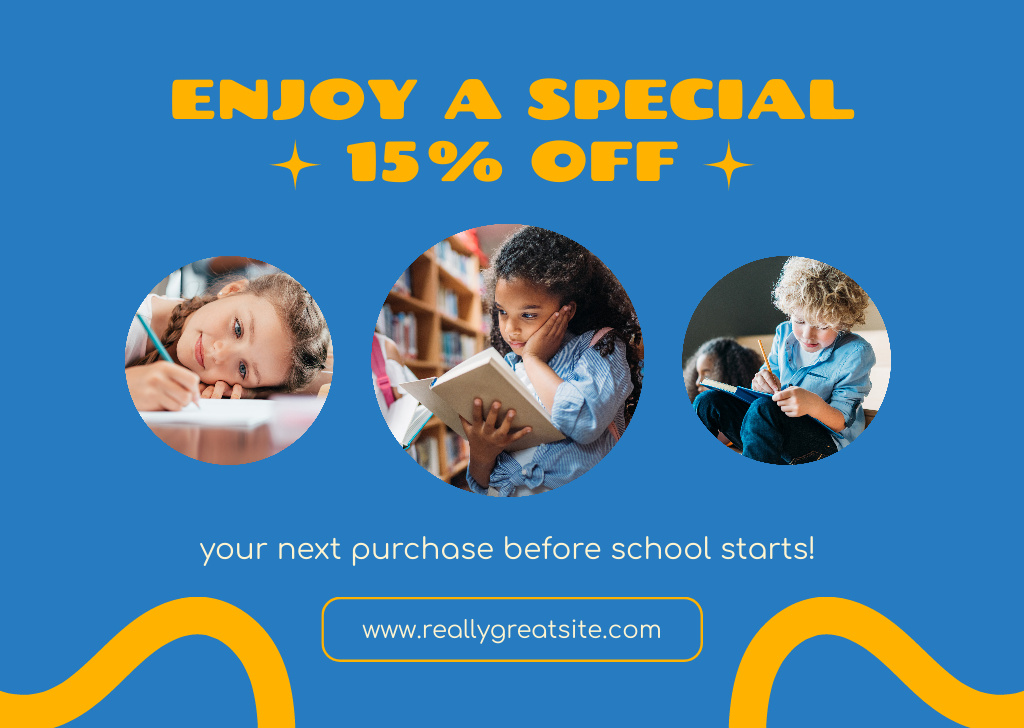 Join Special Discount on School Items Card Tasarım Şablonu