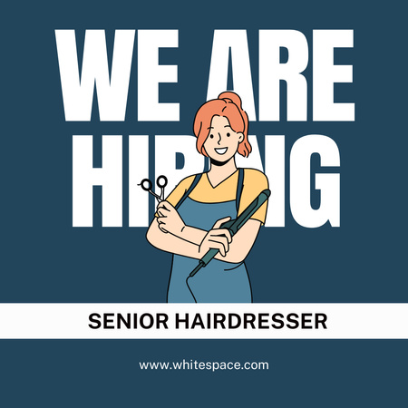Platilla de diseño Hairdresser hiring blue cartoon illustrated Instagram