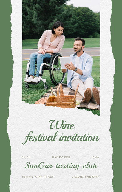 Wine Tasting Festival Announcement with People Outdoor Invitation 4.6x7.2in Πρότυπο σχεδίασης