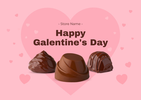 Galentine's Day Greeting with Sweet Candies Postcard Design Template