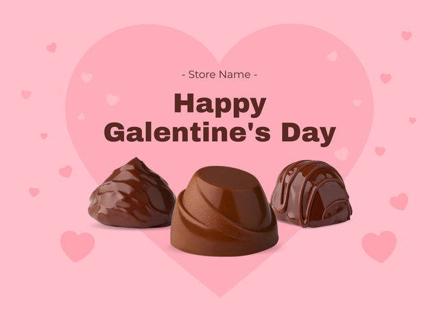 Galentine's Day Greeting with Sweet Candies Postcard – шаблон для дизайна